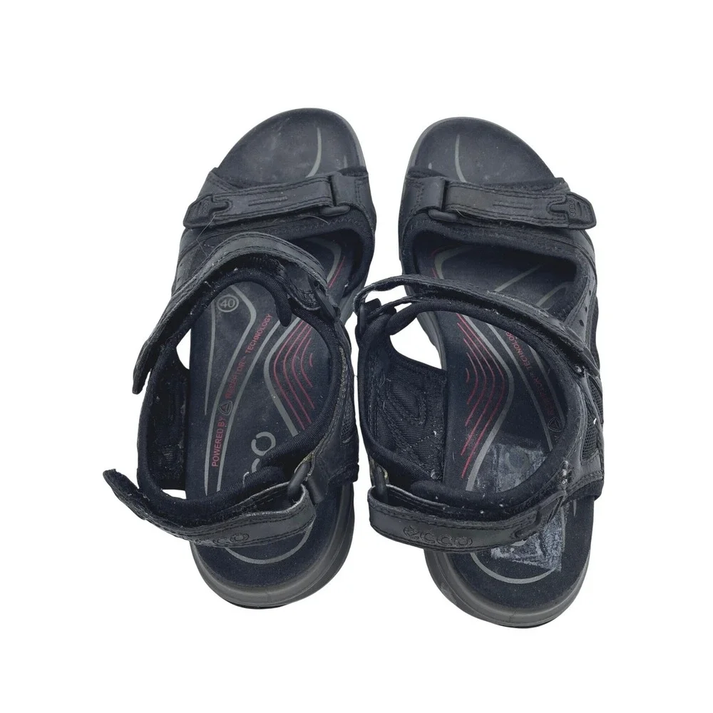 Ecco Receptor Technology‎ Mens 40 US 6/6.5 Black Leather Sport Sandals